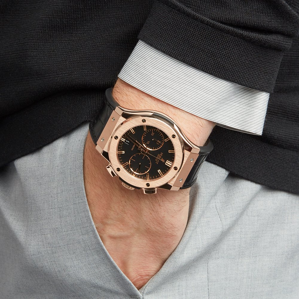 hublot classic fusion chronograph 18k rose gold gents